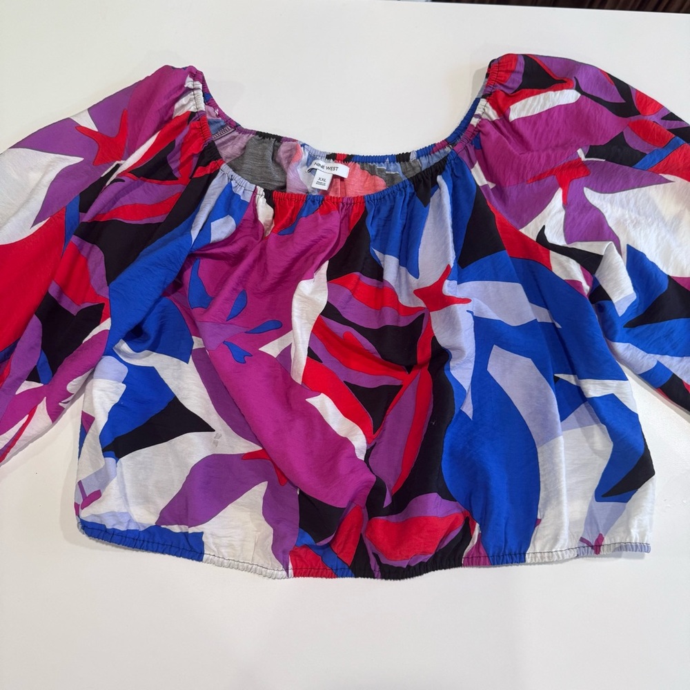 Nine West Women’s Colorful Abstract Print‎ Off-Shoulder Top Size XXL fits 12-20